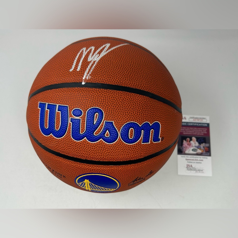 Moses Moody signed Golden State Warriors Logo Basketball JSA COA